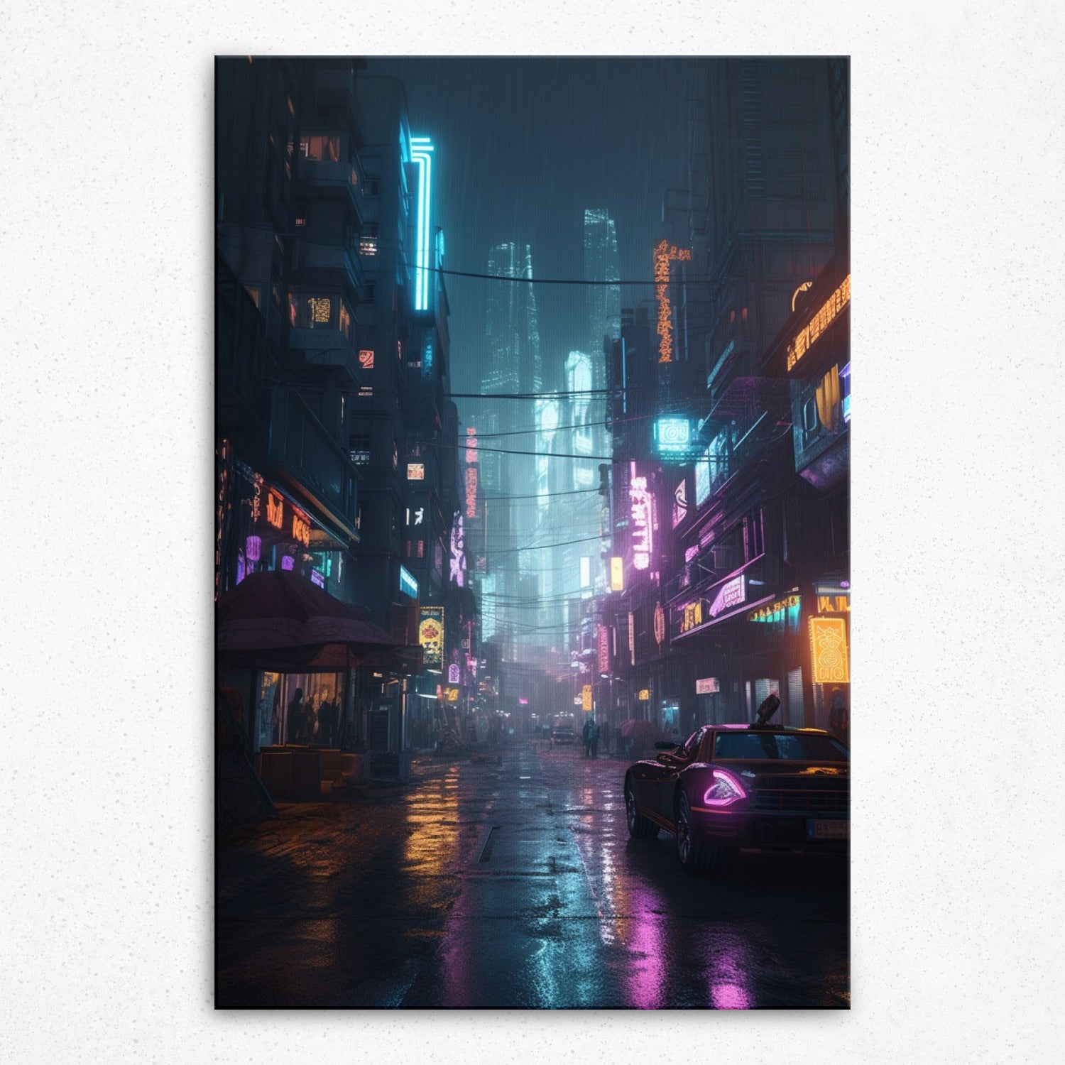 Nocturnal Neon Solitude - Canvas