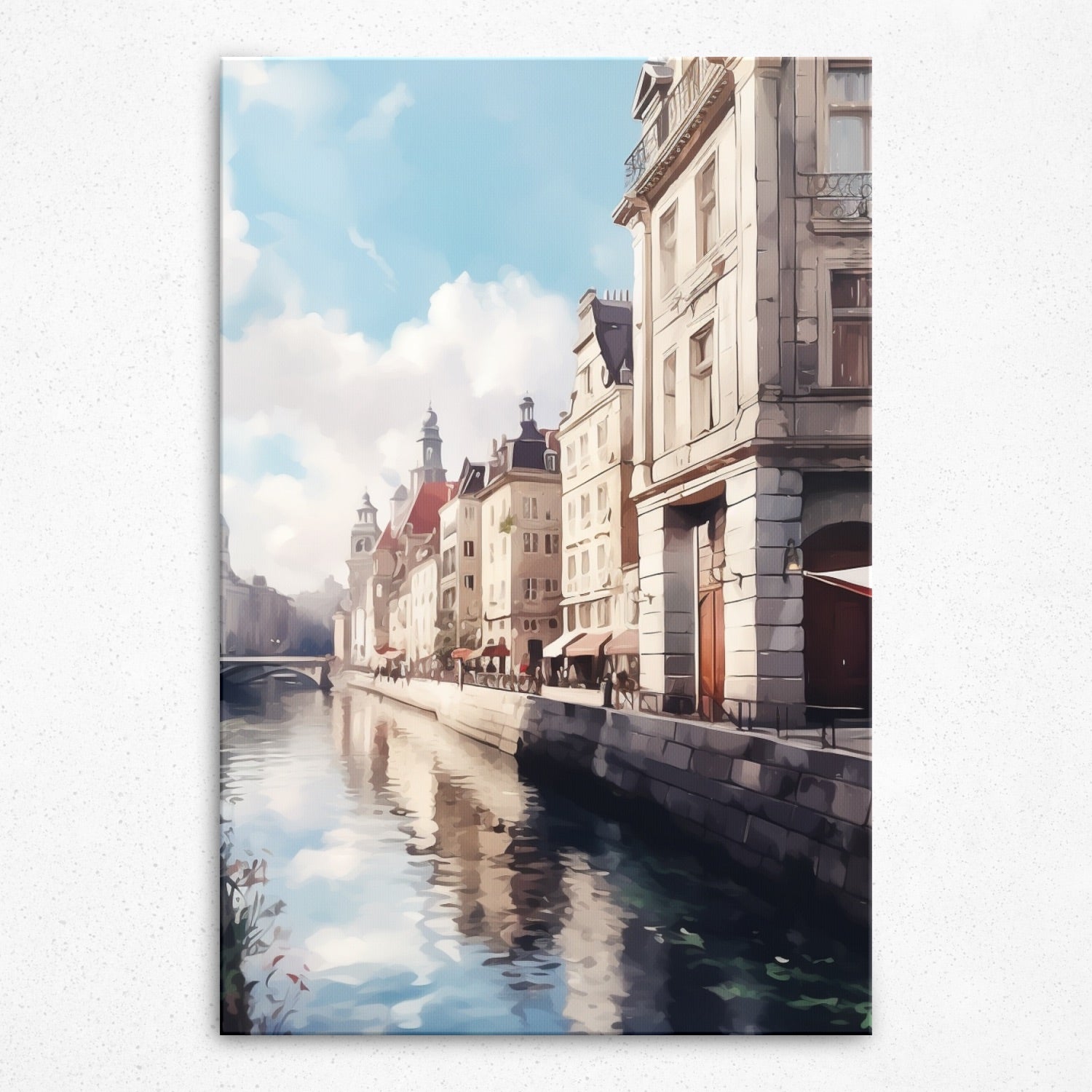 Urban Serenity by the Crystal Canal - Canvas