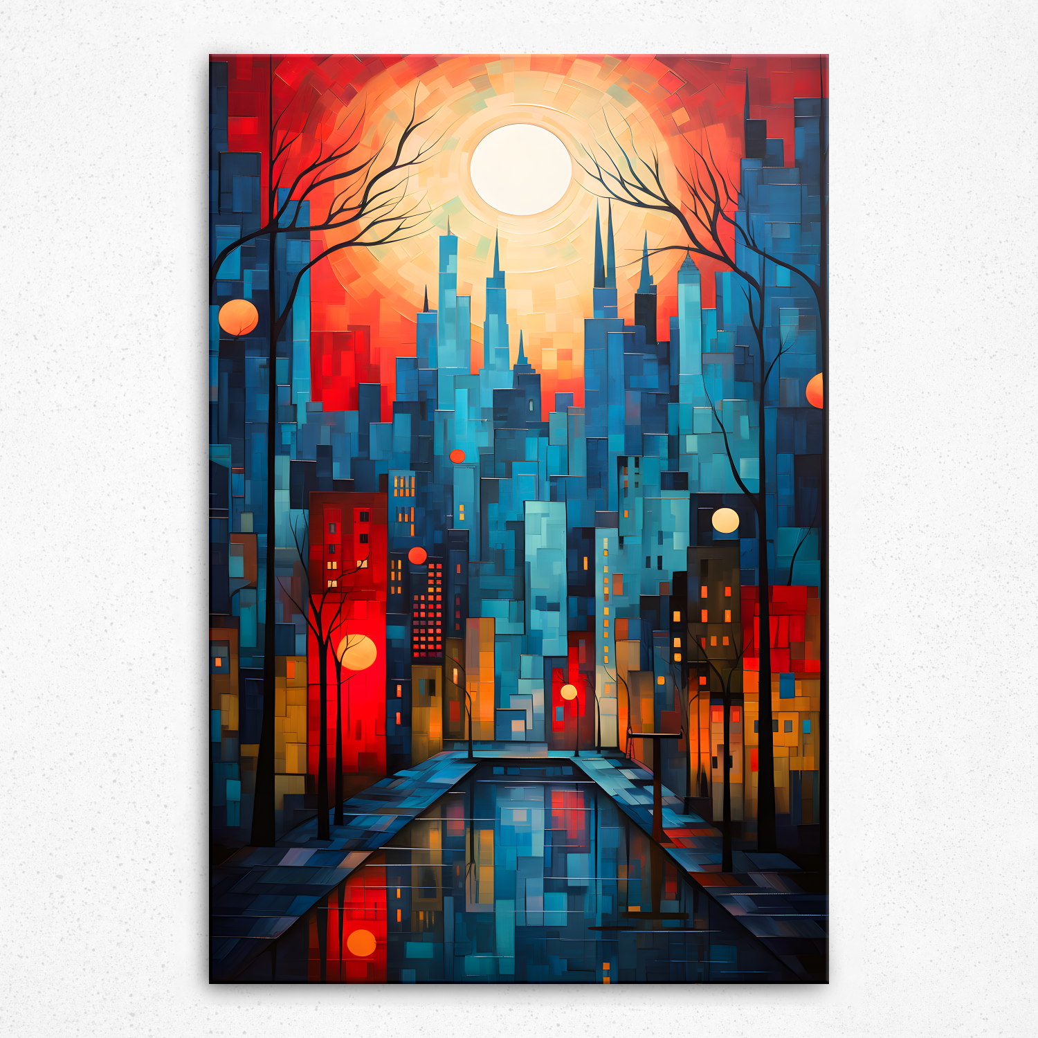 Twilight's Urban Mirage - Canvas