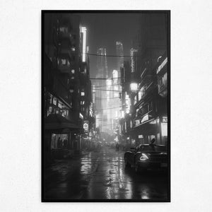 Nocturnal Neon Solitude - Framed