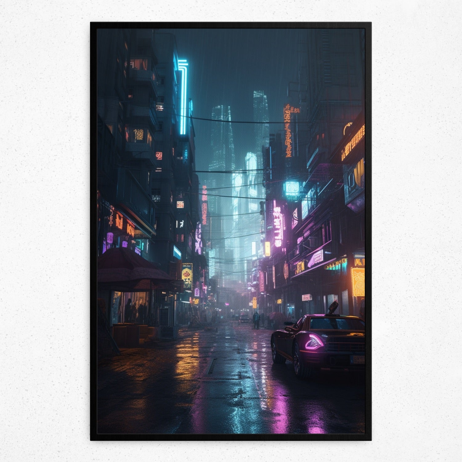 Nocturnal Neon Solitude - Framed