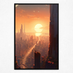 Sunset Over Metropolis - Framed