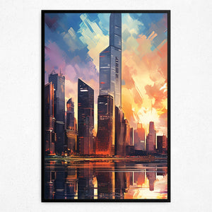 Twilight Cityscape Euphoria - Framed