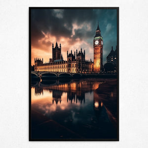 Twilight Embrace of Big Ben - Framed