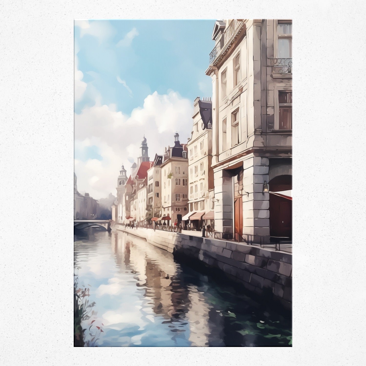 Urban Serenity by the Crystal Canal - Poster